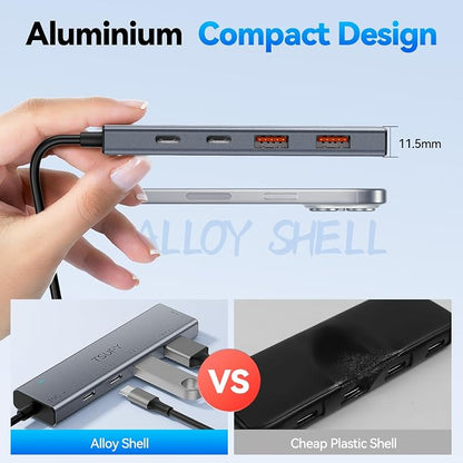USB HUB 3.2, TSUPY USB 3.0 HUB 10Gbps USB 3.2 Gen 2 USB HUB with 4 Multi USB Ports, 4FT Extended Cable HUB for MacBook Air/Pro,Laptop,PC and More