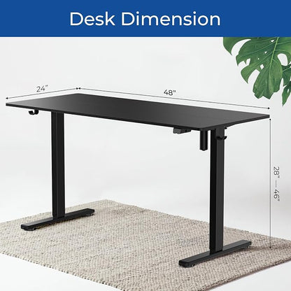 Our Modern Space Height Adjustable 48" Electric Standing Desk - Upgraded Ultra Durable Home Office Large Rectangular Computer or Laptop Sit Stand Workstation - 48 x 24 Inch