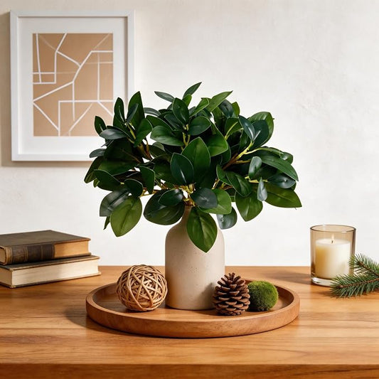 12 Inch Artificial Plant Indoor,Small Fake Plants Eucalyptus Stems With Vase,Faux Greenery In Pot For Farmhouse Home Decor,Bathroom Living Room Kitchen Office Coffee Table Centerpiece (cream white)