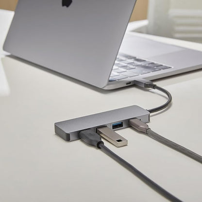 Amazon Basics USB 3.2/3.1 Gen 2 Multiport USB C Hub Dock, 10Gbps, USB-C to 1xUSB-C/3xUSB-A, Works with Windows/Mac, Silver, Black (Pack of 2)