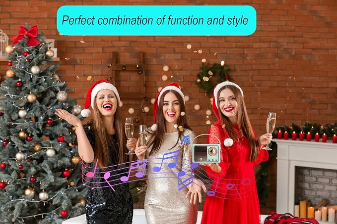 Dosmix Retro Bluetooth Speaker, Vintage Decor, Small Wireless Bluetooth Speaker, Cute Old Fashion Style for Kitchen Desk Bedroom Office Party Outdoor,Birthday Gifts for Women Teenage
