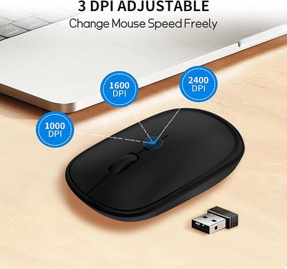 Small Wireless Mouse, Slim Mini Travel Mouse, Designed for Small Hands, Portable Computer mice with USB-A Receiver, Quiet Click, 2400 DPI, 2.4GHz Cordless Silent mice for Laptop, Chromebook, PC