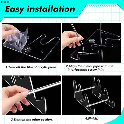 Acrylic Keyboard Display Stand Holder Mechanical Computer Stand Shelf for Desk Transparent Acrylic 3 Tier Keyboards Storage Holder Tray for Computer Tablet Picture Frame