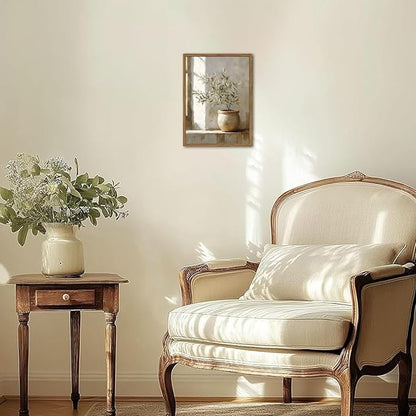 Framed Vintage Olive Tree Canvas Wall Art, Rustic Botanical Pictures Wall Decor, Neutral Potted Plant Paintings Prints Farmhouse Aesthetic Home Decor for Living Room Bedroom Kitchen 8x10 In