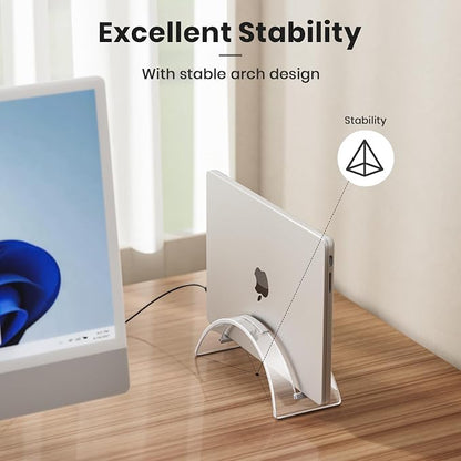 Acrylic Vertical Laptop Stand for Desk,Acrylic Invisible Desktop Notebook Dock,Vertical Laptop Holder Space-Saving Organizer for All MacBook, Surface, Samsung, HP, Dell