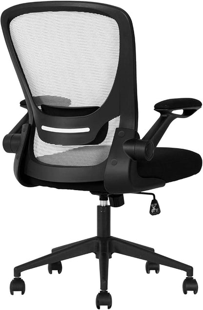 Office Chair Desk Computer Chair with Lumbar Support Flip-up Arms Swivel Rolling Executive Task Mesh Adjustable Ergonomic for Adults(Grey)