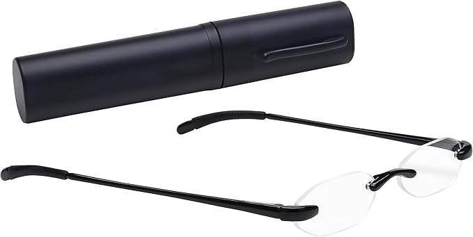 Select-A-Vision Flexi Lights Rimless Round Unisex Readers, Black, +2.25