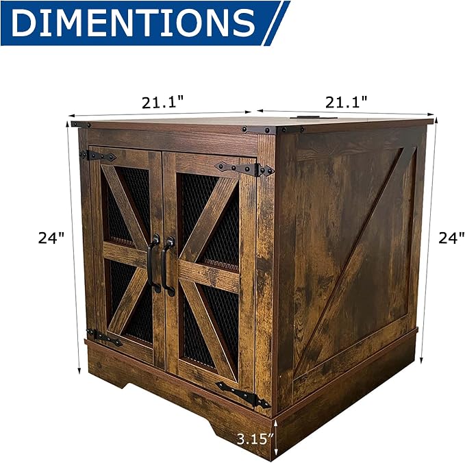 Farmhouse End Table Set with Charging Station Set of 2, Living Room Tables with Hidden Storage, Wood Square Sofa Bedside Tables, Night Stand with Power Outlet and Door, Brown