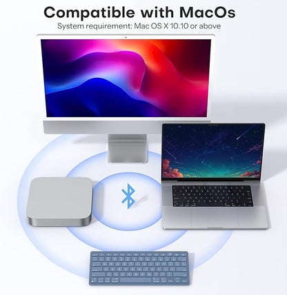 OMOTON Wireless Keyboard for Mac, Bluetooth Keyboard for Mac - No Number Pad, Compact Travel Design for Coffee Shop, Home Office, macOS Function Keys, Compatible with MacBook Pro/Air/iMac, Blue