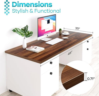 Kaboon Universal Tabletop 45"x20", Solid One-Piece Melamine Table Top, L-Desk Floating Desk DIY, Home and Office, Walnut