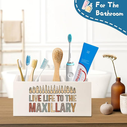 Funny Dentist Teeth Anatomy Office Pen Pencil Holder for Desk Accessories Decor, Dental Hygienist Assistant Gifts, Live Life to the Maxillary Makeup Brush Toothbrush Holder Organizer
