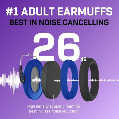 Vanderfields - Hearing Protection Ear Muffs - Over 31 dB (2K Hz) Broad Noise Cancelling Sound Reduction - Adults & Teens