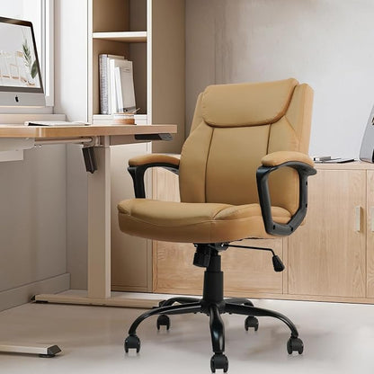 CLATINA Leather Office Executive Chair with Lumbar Support and Padded Armrestes, Swivel Rolling Ergonomic Mid Back Computer Task Desk Chair for Home, Conference, Waiting Room, Brown, 8 Pack
