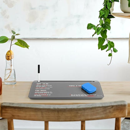 Birch Small Desktop Whiteboard – Glass Dry Erase Board Desk Pad Keyboard Stand with Storage Compartment, Adjustable Dividers, 3 Markers, Eraser & Holder – Perfect for Office, Home, & School (Charcoal)
