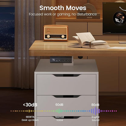 SEDETA 55" Electric Standing Desk with 6 Drawers, Adjustable Stand up Desk with Storage, Computer Desks with Power Outlets for Home Office, White + Oak