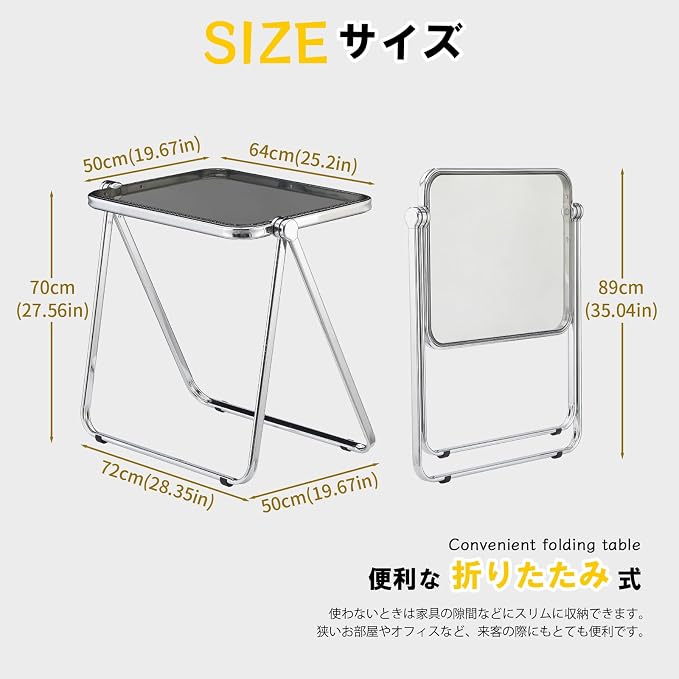 KAIHAOWIN Folding TV Tray Table Acrylic Foldable Table No Assembly Required Tiny Desk for Home Office Side Table Small Computer Desk for Small Spaces (Grey)