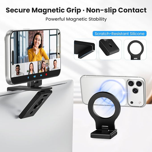 Itramax Continuity Camera Mount for iMac&Desktop Monitor,Magnetic Phone Webcam Stand,Foldable Phone Webcam Holder for MagSafe iPhone 17 Air Pro Max/17e/16/15/14/13/12/11/XR/XS,Mac,MacBook,Apple TV 4K