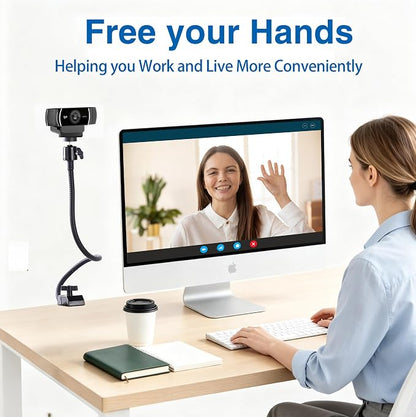 Webcam Stand Mount, Flexible Gooseneck Webcam Arm Stand with Desk Camera Mount Clip Clamp for Logitech C922 C930e C920S C920 C615 C960 C920x Brio 4K NexiGo N60 and More