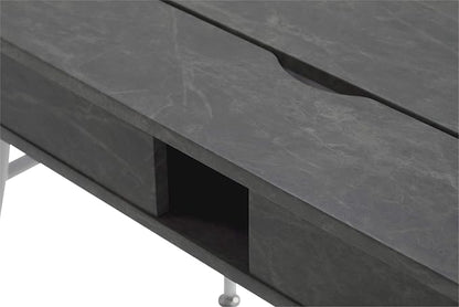 Calico Designs 51252 Alcove Modern Large Split Drawer in White/Cement Gray Desk with Storage