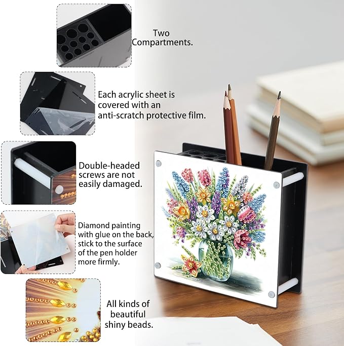 DIY Diamond Painting Kit，Vase Special Shape diamond painting pen holder, Acrylic Daily Office Desktop Decoration Storage Item