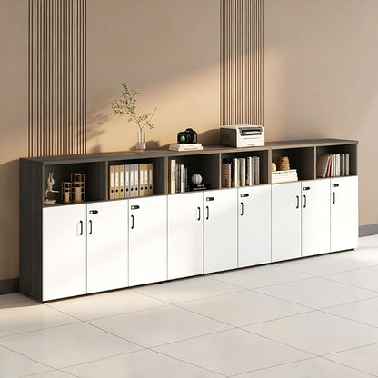 File Cabinet with Password Lock, Wood Lateral Filing Cabinet for Letter/A4 Files, 3 Drawer with Door, Printer Stand with Open Shelves for Home Office