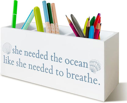 Coastal Ocean Beach Pencil Holder, Desk Organizer Accessories, Cute Girly Decor for Dorm Office Living Room Coastal Bathroom