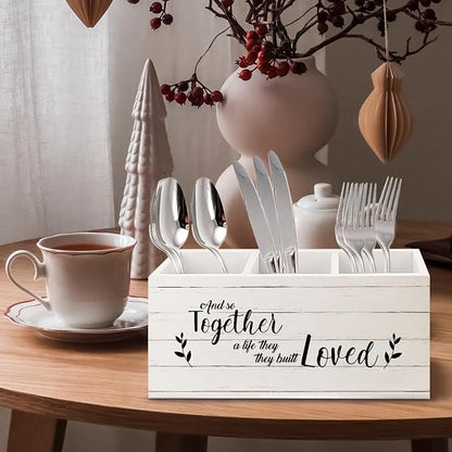 and So Together They Built a Life They Loved Makeup Brush Toothbrush Holder Organizer, Anniversary Wedding Couples Gifts Wooden Pen Pencil Holder for Home Office Desk Accessories