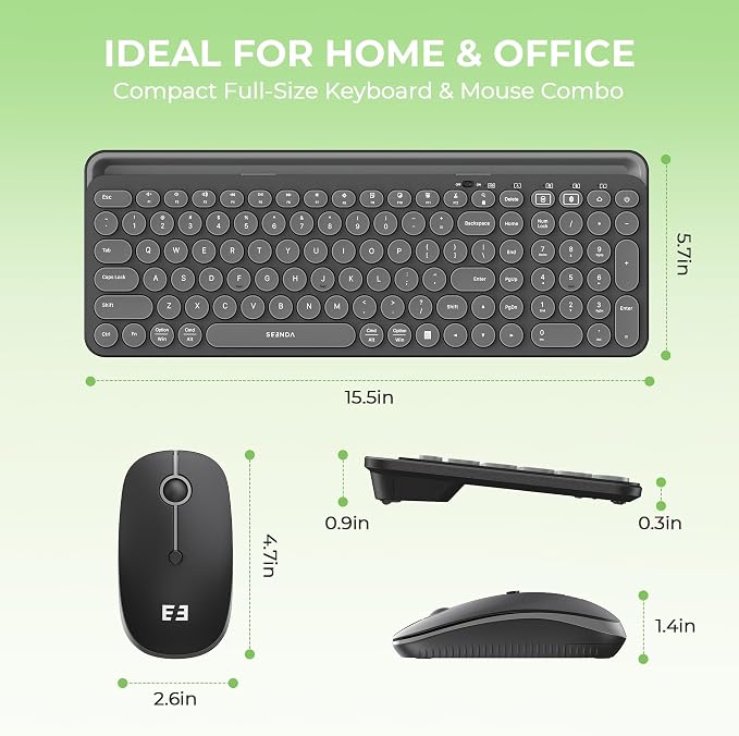 seenda Bluetooth Keyboard and Mouse for iPad, CTU-301 Wireless Multi-Device Connection Bluetooth+2.4G Keyboard Mouse Combo with Tablet Holder for iPad/MacBook/Windows, iOS/Android/Phone, Black