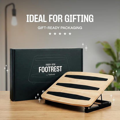 Adjustable Under Desk Foot Stool - Ergonomic Foot Rest with 7 Angles - Natural