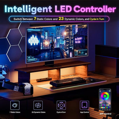 63x24 Electric Standing Desk with Drawer & Power Outlet, Ergonomic Sit Stand Desk with LED Lights, 2 Pegboards Storage, Monitor Stand, Height Adjustable 28.3"-47.2" for Home & Office, Walnut