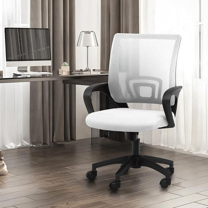 Office Chair Ergonomic - Mesh Desk Chair with Lumbar Support & Wide Seat (300Lbs Capacity) Adjustable Height, Swivel Wheels - for Home Office, Gaming, Bedroom