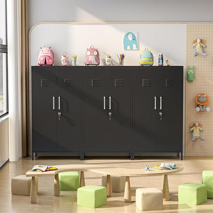 erosoei 47.24" H Metal Locker Storage Cabinet, Office Locker with 3 Adjustable Shelves, Steel Cabinet with 2 Doors, High Leg Organizer for Home Office, Kitchen, Living Room, Bedroom and Bathroom.