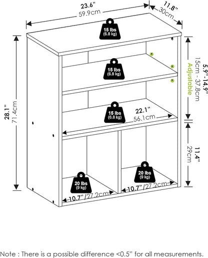 Furinno Pasir 3 Tier Display Bookcase, White