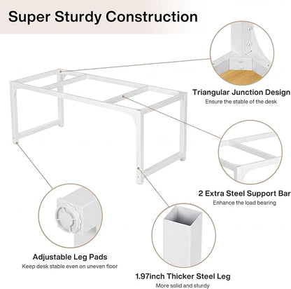 Tribesigns Modern Computer Desk, 63 x 31.5 inch Large Office Desk Computer Table Study Writing Desk Workstation for Home Office, Light Walnut/White