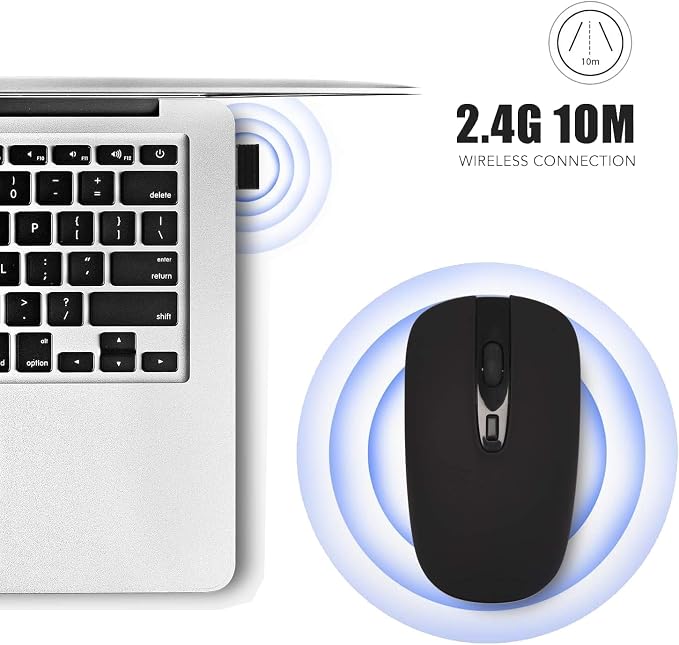 cimetech Type C Mouse, USB C Slim Wireless Mice Less Noise for MacBook Air/Pro, 2.4G Cordless Computer Mice with 3 Adjustable DPI for Mac, Laptop, Desktop, PC (Type-C Black)