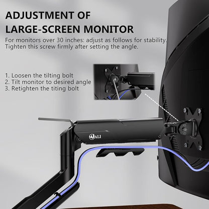 WALI Heavy Duty Single Monitor Arm for 17-49 Inch Flat Curved Ultrawide Screens, up to 33 Lbs, Adjustable Single Monitor Desk Mount for Home Office Gaming, VESA 75/100mm (GSM001XLN), Black