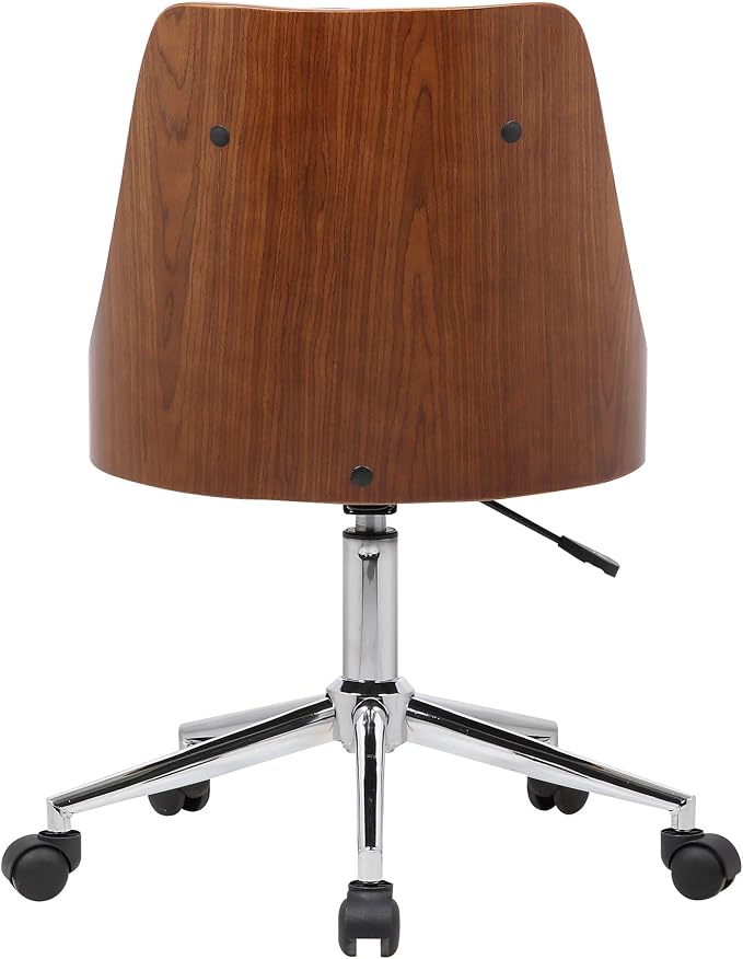 Armen Living Diamond Office Chair in Black Faux Leather and Chrome Finish