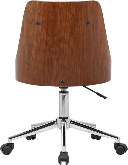 Armen Living Diamond Office Chair in Black Faux Leather and Chrome Finish