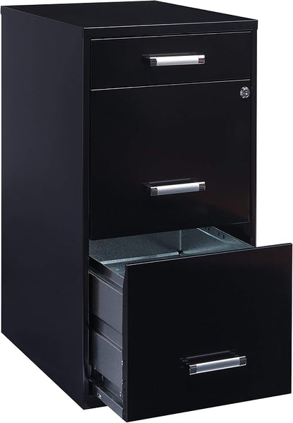 18in. Deep 3 Drawer Metal Organizer File Cabinet with Pencil Drawer, Black