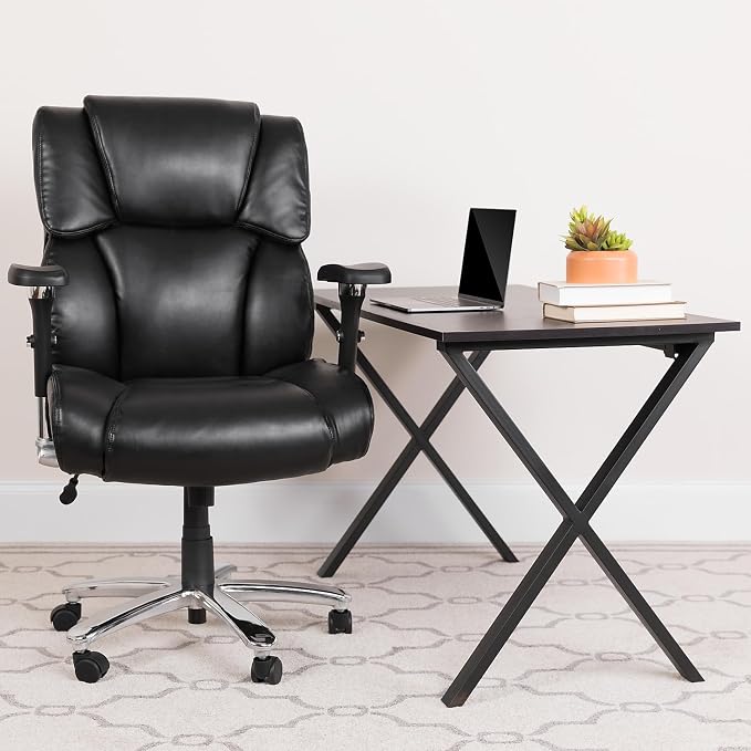 Flash Furniture Hercules Series 24/7 Intensive Use LeatherSoft Swivel Office Chair, Ergonomic High-Back Executive Chair with Padded Seat/Arms, Black
