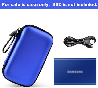 PAIYULE Case Compatible with Samsung T7/ T7 Touch Portable SSD 1TB 2TB 500GB USB 3.2 External Solid State Drive, Travel Carrying Storage Organizer Fits for USB Cables and More Accessories (Blue)