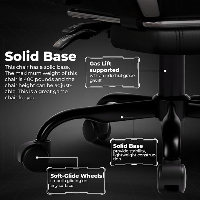 GTPLAYER Gaming Chair High Back Computer Chairs with Foot Rest for Adults, Ergonomic Height Adjustable Recliner Chair 300lbs with Linkage Armrest and Lumbar Support for Home Office, White