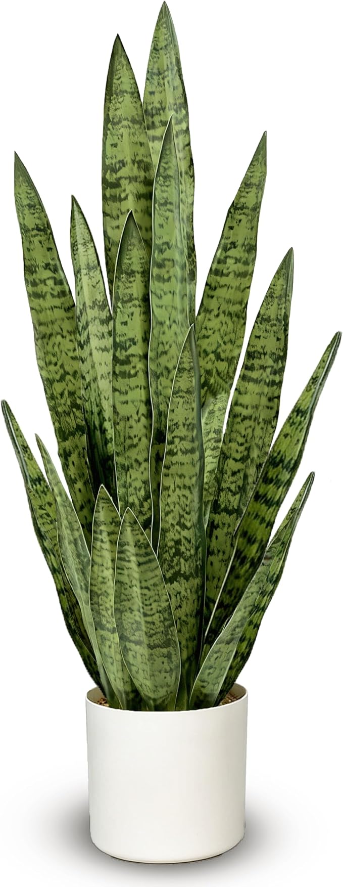 Fake Snake Plant 3FT, 35" Artificial Potted Plant with White Pot, Realistic Faux Floor Plant for Home Decor, Low Maintenance No Watering Needed for Desk Corner Office & Pet Areas (Green)