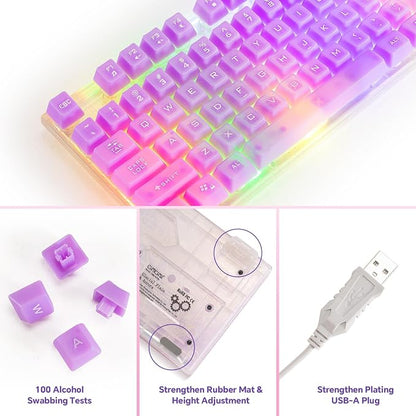CHONCHOW LED Gaming Keyboad and Mouse Combo, Transparent RGB Rainbow Backlit Keyboard, 104 Keys Anti-ghosting USB Wired Silent Keyboard, 7 Color RGB Gaming Mouse for PC Laptop Xbox PS4 Gamers and Work