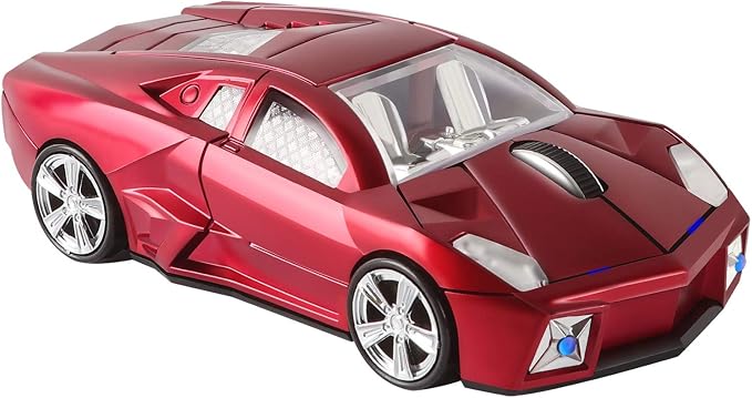 CHUYI Cool Sports Car Shaped Wireless Mouse 1600DPI Cordless Optical Mice with USB Receiver for Office School Home Travel, for PC Laptop Computer Gift (Red-1 Pack)