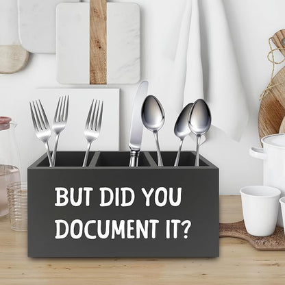 Funny But Did You Document It Black Pen Pencil Holder Organizer for Desk, HR Human Resources Gifts, Office Humor Gifts, Wooden Box Sign for Office Workplace Desk Tabletop Decorations