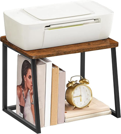 HOOBRO Printer Stand with Storage for Desk, 2-Tier Desktop Printer Shelf, Desk Organizer for Office, Kitchen, Living Room, Rustic Brown BF16PS01