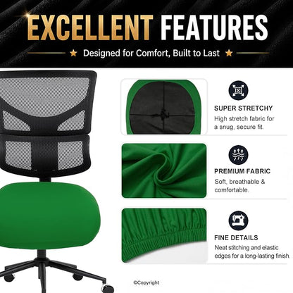 DIVA EN CAMINO DEC Stretchable Desk Office Chair Seat Cushion Covers - Universal Spandex Computer Chair Slipcover - Removable Washable Cushion Protectors Anti-Scratch for Dogs, Cats, Pets (Green)