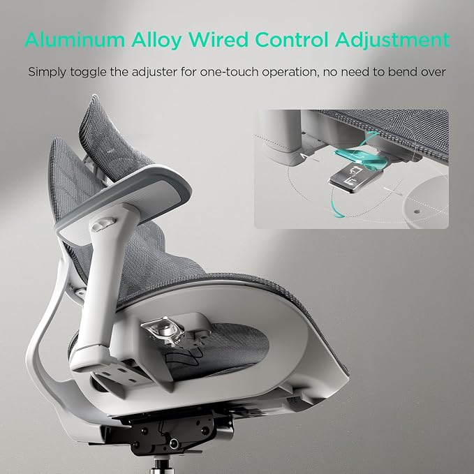 Hbada E2 Ergonomic Office Chair, Big and Tall Mesh Office Chair with 6-Way Dynamic Lumbar Support, 3D Adjustable Armrests, 3D Adjustable Headrest, High Back for Gaming Chair, White(No Footrest)