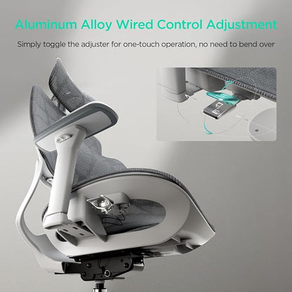 Hbada E2 Ergonomic Office Chair, Big and Tall Mesh Office Chair with 6-Way Dynamic Lumbar Support, 3D Adjustable Armrests, 3D Adjustable Headrest, High Back for Gaming Chair, White(No Footrest)